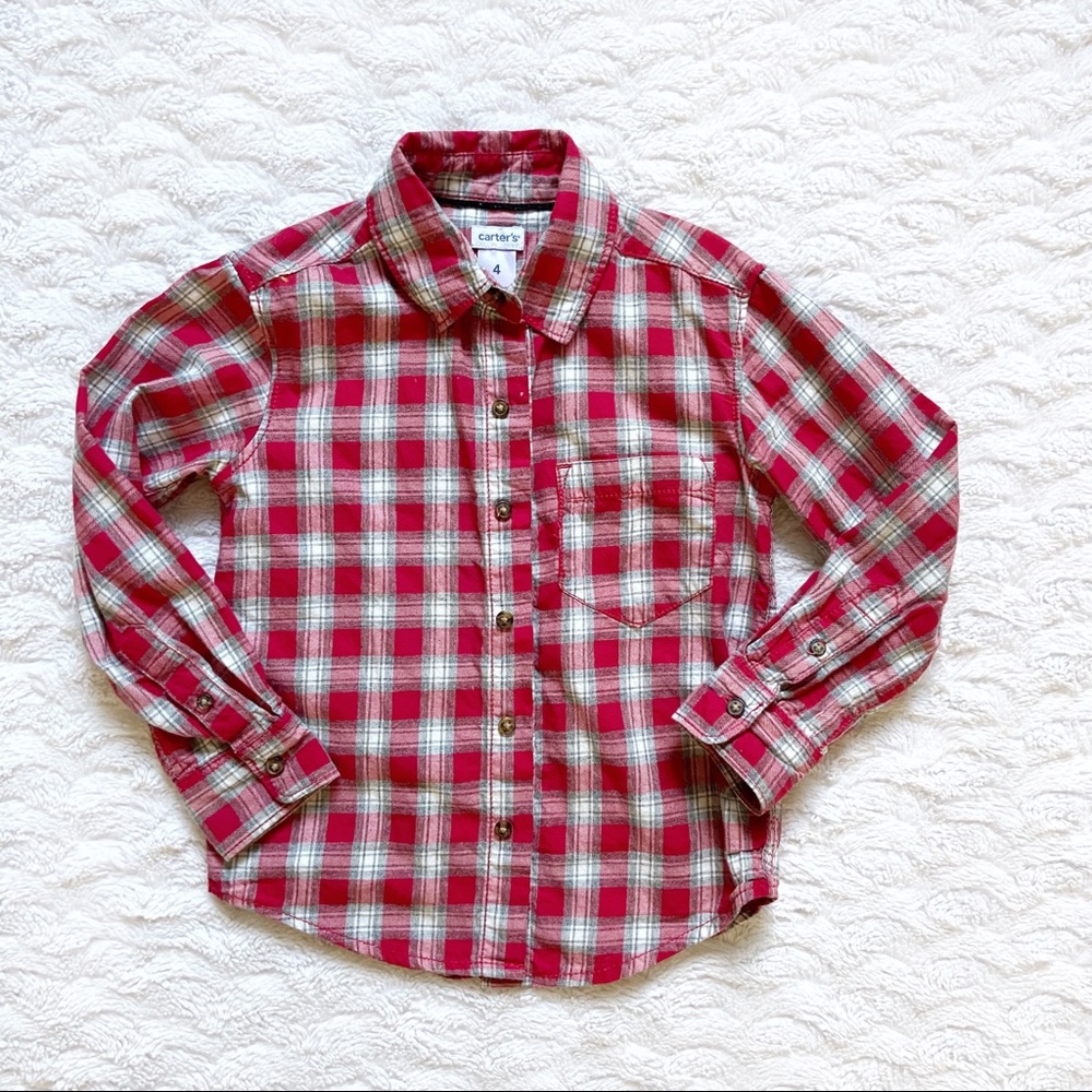 Carter’s Red & Grey Plaid Button-Down Shirt